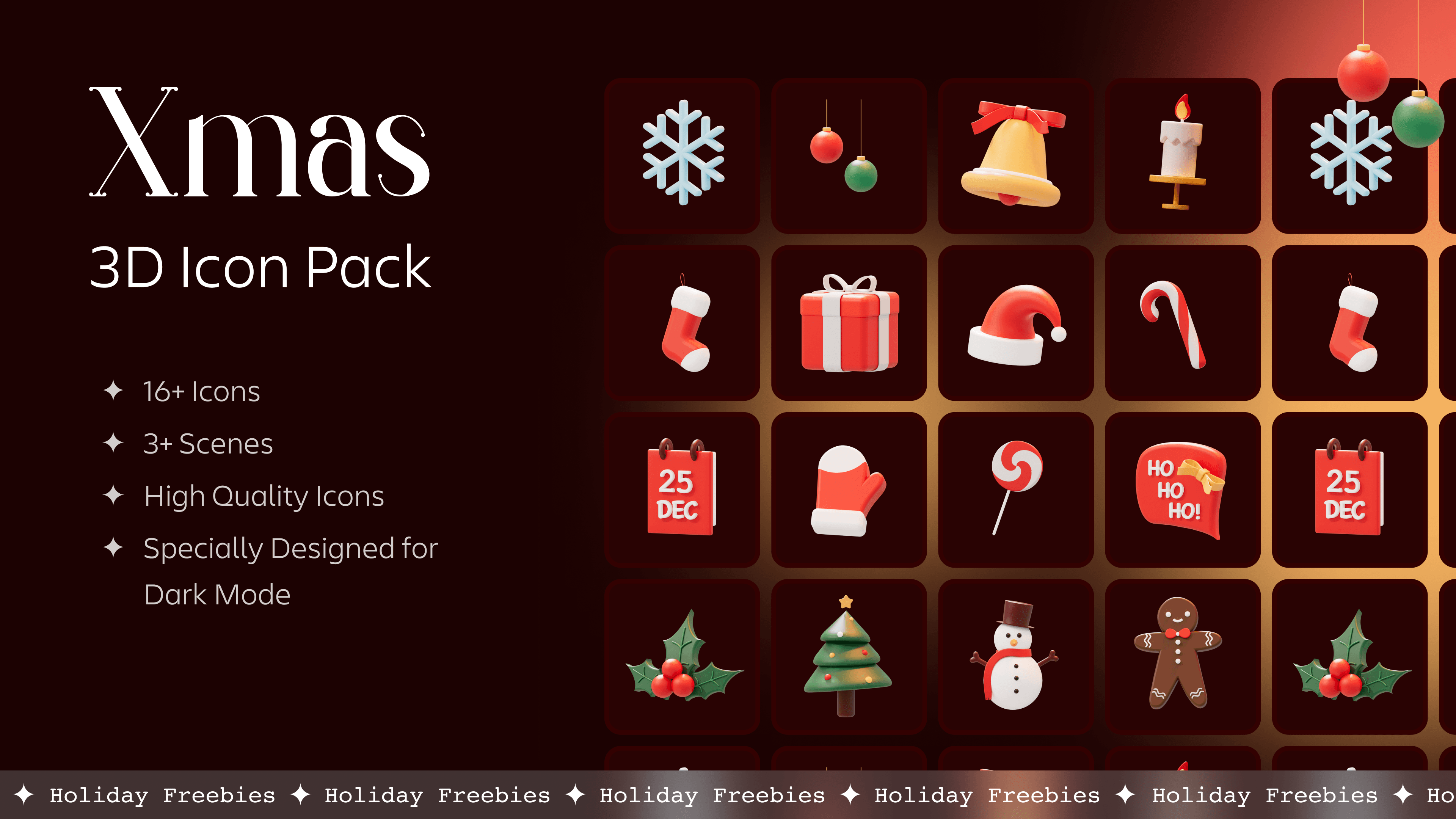 Free 3D icons for Christmas season